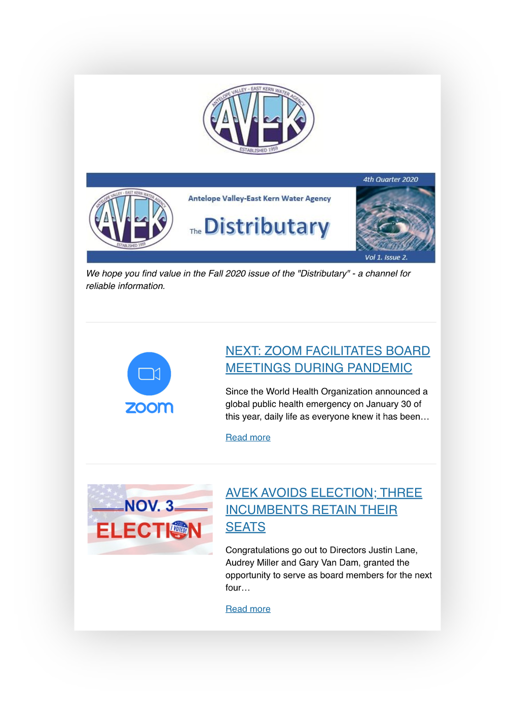 streamline AVEK Newsletter