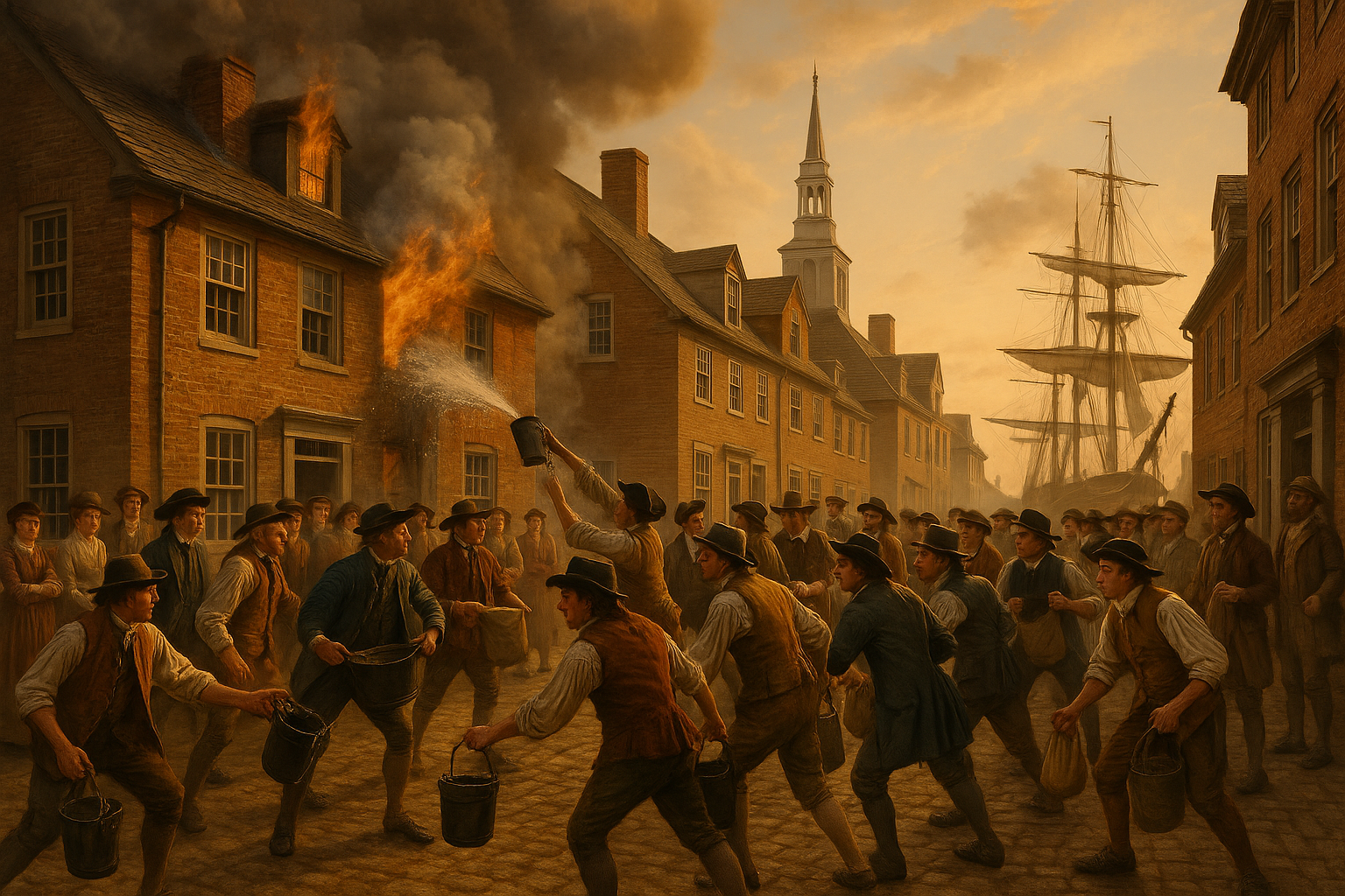 a community fighting a fire