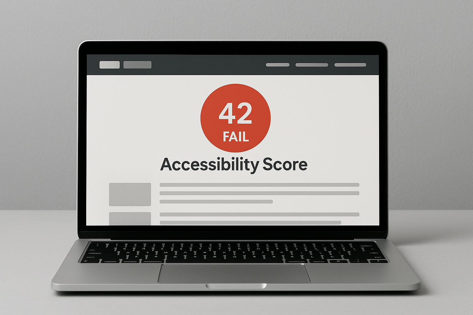 a website with a fail accessibility score