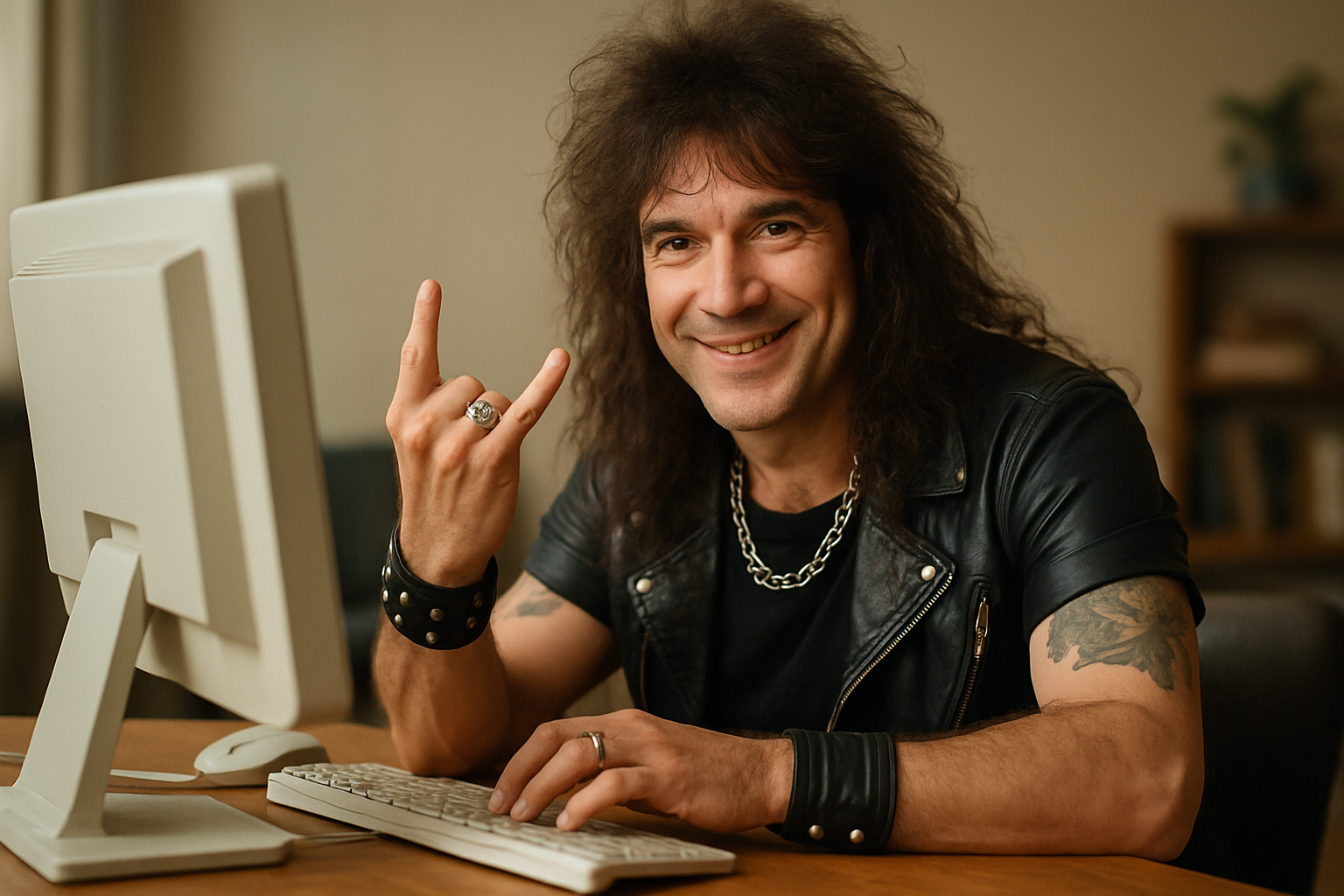 a rockstar working at a computer