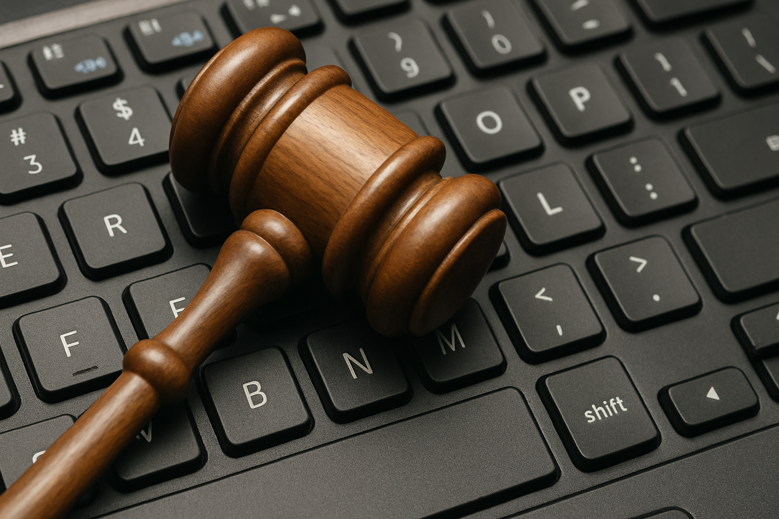 a gavel on a keyboard