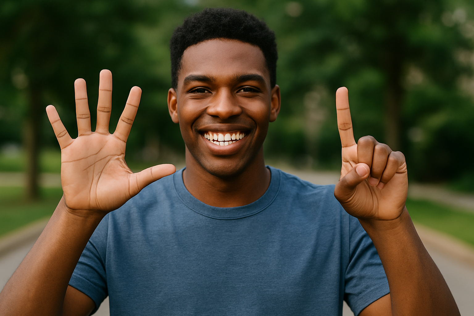 a person holding up 6 fingers