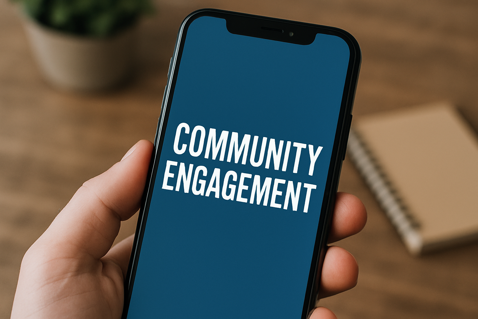 a phone with community engagement on it