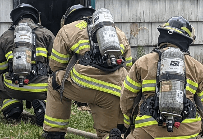 Firefighters during training operations