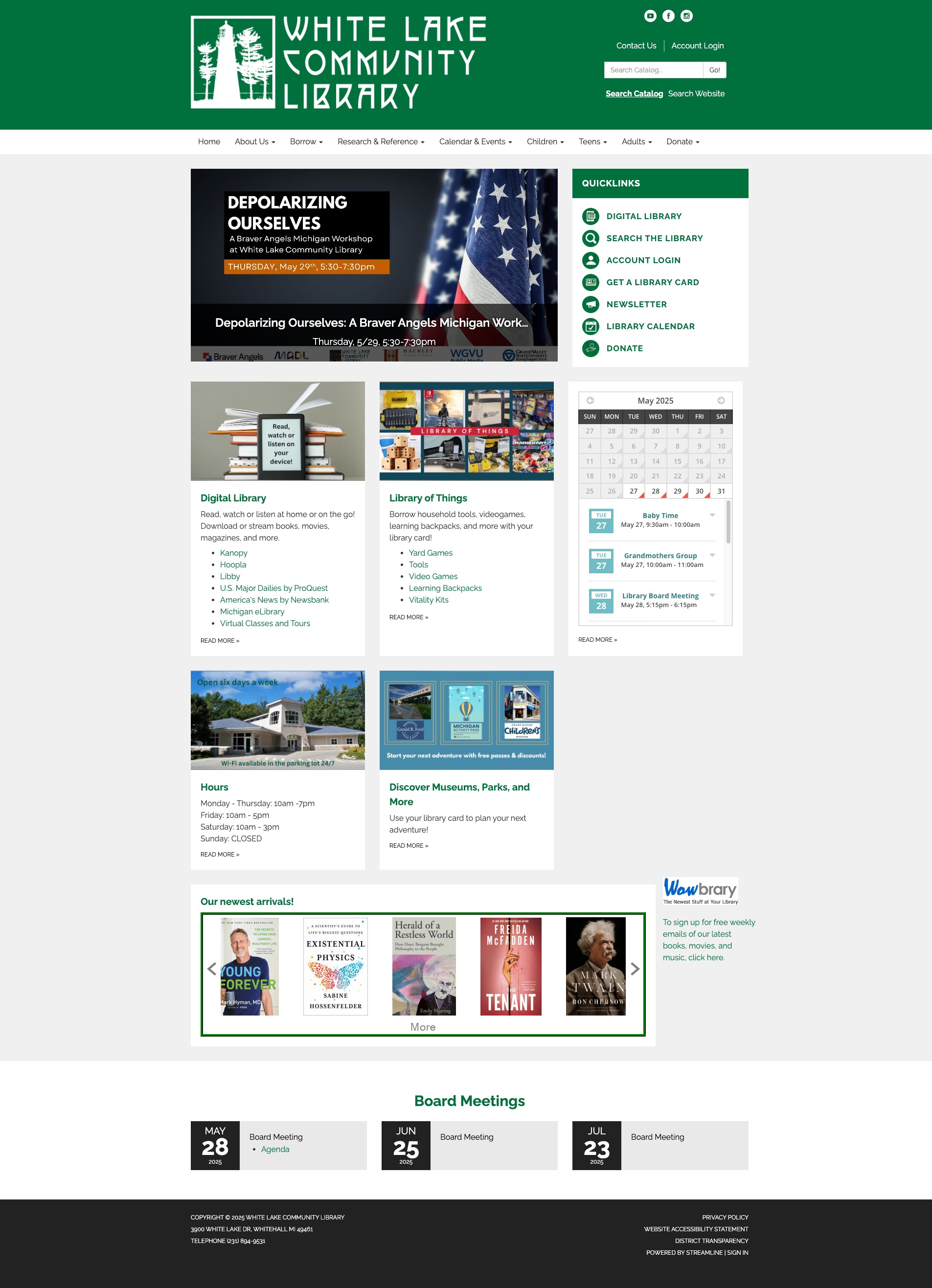white lake community library home page