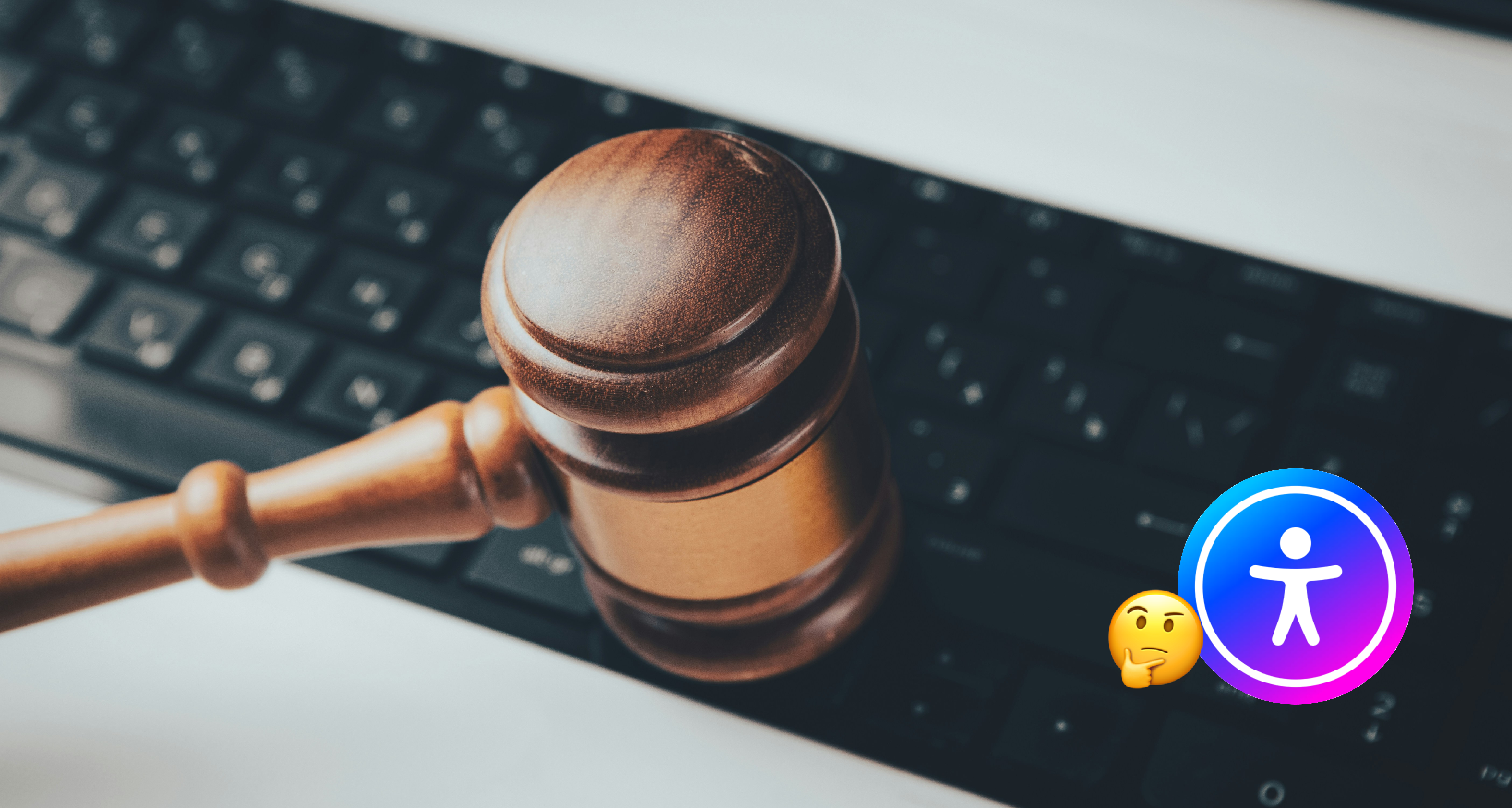 a keyboard with a gavel on it